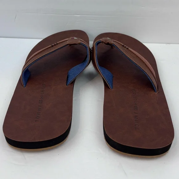 TOMMY HILFIGER, DAVIDSON-T MEN’S LIGHT BROWN FLIP FLOPS, SIZE 9M - Picture 6 of 15